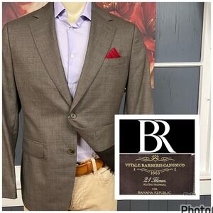 Banana Republic Blazer Jacket Sport Coat Mens 42S Short Slim Fit Wool Taupe